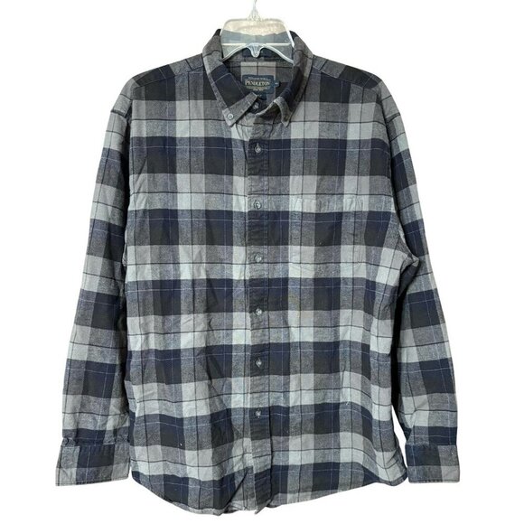 Pendleton Mens Button-Up Long Sleeve Plaid Flannel Shirt Gray/Black XL - Picture 1 of 10